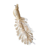 Maxbell Peacock Christmas Tree Ornament Party Gift Wedding Artificial Feathered Bird Golden 35x14x5cm