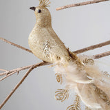 Maxbell Peacock Christmas Tree Ornament Party Gift Wedding Artificial Feathered Bird Golden 35x14x5cm