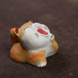 Maxbell Cat Tea Pet Ornament Artwork Collectable Sculpture for Bookcase Gift Bedroom