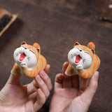 Maxbell Cat Tea Pet Ornament Artwork Collectable Sculpture for Bookcase Gift Bedroom