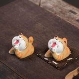 Maxbell Cat Tea Pet Ornament Artwork Collectable Sculpture for Bookcase Gift Bedroom