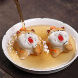 Maxbell Cat Tea Pet Ornament Artwork Collectable Sculpture for Bookcase Gift Bedroom