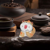 Maxbell Cat Tea Pet Ornament Artwork Collectable Sculpture for Bookcase Gift Bedroom