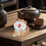 Maxbell Cat Tea Pet Ornament Artwork Collectable Sculpture for Bookcase Gift Bedroom
