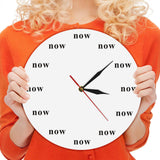 Maxbell The Time IS Now Wall Clock Motivational Clock for Office Kitchen Living Room white