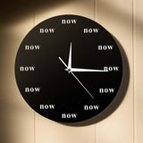 Maxbell The Time IS Now Wall Clock Motivational Clock for Office Kitchen Living Room black