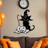Maxbell Cat Silhouette Wall Decoration Metal Wall Art Decor for Living Room Hallway with Hat