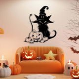 Maxbell Cat Silhouette Wall Decoration Metal Wall Art Decor for Living Room Hallway with Hat