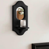 Maxbell Wall Candle Sconce Rack Wood Floating Mirror for Farmhouse Entryway Corridor