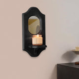 Maxbell Wall Candle Sconce Rack Wood Floating Mirror for Farmhouse Entryway Corridor