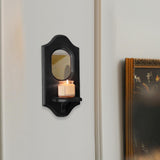 Maxbell Wall Candle Sconce Rack Wood Floating Mirror for Farmhouse Entryway Corridor