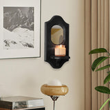 Maxbell Wall Candle Sconce Rack Wood Floating Mirror for Farmhouse Entryway Corridor