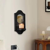 Maxbell Wall Candle Sconce Rack Wood Floating Mirror for Farmhouse Entryway Corridor