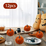 Maxbell 12x Artificial Velvet Pumpkins Decorative Home Mini Holiday Fall Decorations None Lanyard