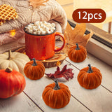 Maxbell 12x Artificial Velvet Pumpkins Decorative Home Mini Holiday Fall Decorations None Lanyard