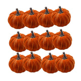 Maxbell 12x Artificial Velvet Pumpkins Decorative Home Mini Holiday Fall Decorations None Lanyard