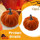 Maxbell 12x Artificial Velvet Pumpkins Decorative Home Mini Holiday Fall Decorations None Lanyard