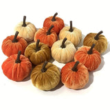 Maxbell 12x Artificial Velvet Pumpkins Decorative Home Mini Holiday Fall Decorations None Lanyard