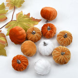 Maxbell 12x Artificial Velvet Pumpkins Decorative Home Mini Holiday Fall Decorations None Lanyard