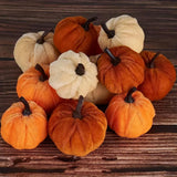 Maxbell 12x Artificial Velvet Pumpkins Decorative Home Mini Holiday Fall Decorations None Lanyard