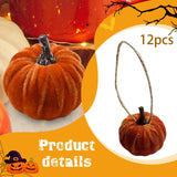 Maxbell 12x Artificial Velvet Pumpkins Decorative Home Mini Holiday Fall Decorations With Lanyard