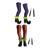 Maxbell 2Pcs Halloween Witch Legs with Stakes Garden Patio Outdoor Wicked Witch Legs Purple