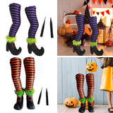 Maxbell 2Pcs Halloween Witch Legs with Stakes Garden Patio Outdoor Wicked Witch Legs Purple