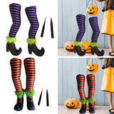 Maxbell 2Pcs Halloween Witch Legs with Stakes Garden Patio Outdoor Wicked Witch Legs Purple