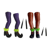Maxbell 2Pcs Halloween Witch Legs with Stakes Garden Patio Outdoor Wicked Witch Legs Purple