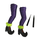 Maxbell 2Pcs Halloween Witch Legs with Stakes Garden Patio Outdoor Wicked Witch Legs Purple