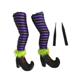 Maxbell 2Pcs Halloween Witch Legs with Stakes Garden Patio Outdoor Wicked Witch Legs Purple