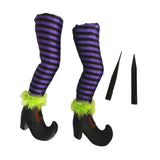Maxbell 2Pcs Halloween Witch Legs with Stakes Garden Patio Outdoor Wicked Witch Legs Purple