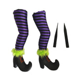 Maxbell 2Pcs Halloween Witch Legs with Stakes Garden Patio Outdoor Wicked Witch Legs Purple