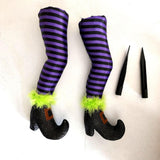 Maxbell 2Pcs Halloween Witch Legs with Stakes Garden Patio Outdoor Wicked Witch Legs Purple