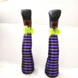 Maxbell 2Pcs Halloween Witch Legs with Stakes Garden Patio Outdoor Wicked Witch Legs Purple
