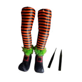 Maxbell 2Pcs Halloween Witch Legs with Stakes Garden Patio Outdoor Wicked Witch Legs Orange