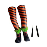 Maxbell 2Pcs Halloween Witch Legs with Stakes Garden Patio Outdoor Wicked Witch Legs Orange