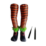 Maxbell 2Pcs Halloween Witch Legs with Stakes Garden Patio Outdoor Wicked Witch Legs Orange