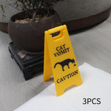 Maxbell 3Pcs Pet Vomit Caution Signs Novelty Prank Gifts for Home Living Room Shelf Cat