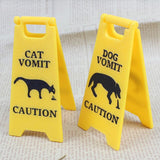 Maxbell 3Pcs Pet Vomit Caution Signs Novelty Prank Gifts for Home Living Room Shelf Cat