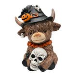 Maxbell Highland Cow Statue Resin Tabletop Ornament for Bedroom Living Room Entrance Style B