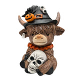 Maxbell Highland Cow Statue Resin Tabletop Ornament for Bedroom Living Room Entrance Style B