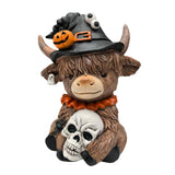Maxbell Highland Cow Statue Resin Tabletop Ornament for Bedroom Living Room Entrance Style B