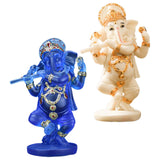 Maxbell Ganesh Figurine Resin Lord Ganesha Sculpture for Meditation Room Blue