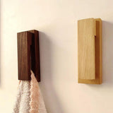Maxbell Wall Towel Hook Easy Installation Wooden Towel Clip for Laundry Cabinet Door Dark Brown