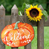 Maxbell Fall Halloween Pumpkin Welcome Sign with Rope Handmade Versatile Door Wreath