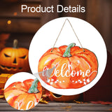 Maxbell Fall Halloween Pumpkin Welcome Sign with Rope Handmade Versatile Door Wreath