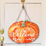 Maxbell Fall Halloween Pumpkin Welcome Sign with Rope Handmade Versatile Door Wreath