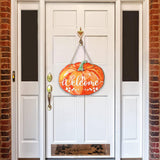 Maxbell Fall Halloween Pumpkin Welcome Sign with Rope Handmade Versatile Door Wreath