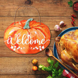 Maxbell Fall Halloween Pumpkin Welcome Sign with Rope Handmade Versatile Door Wreath